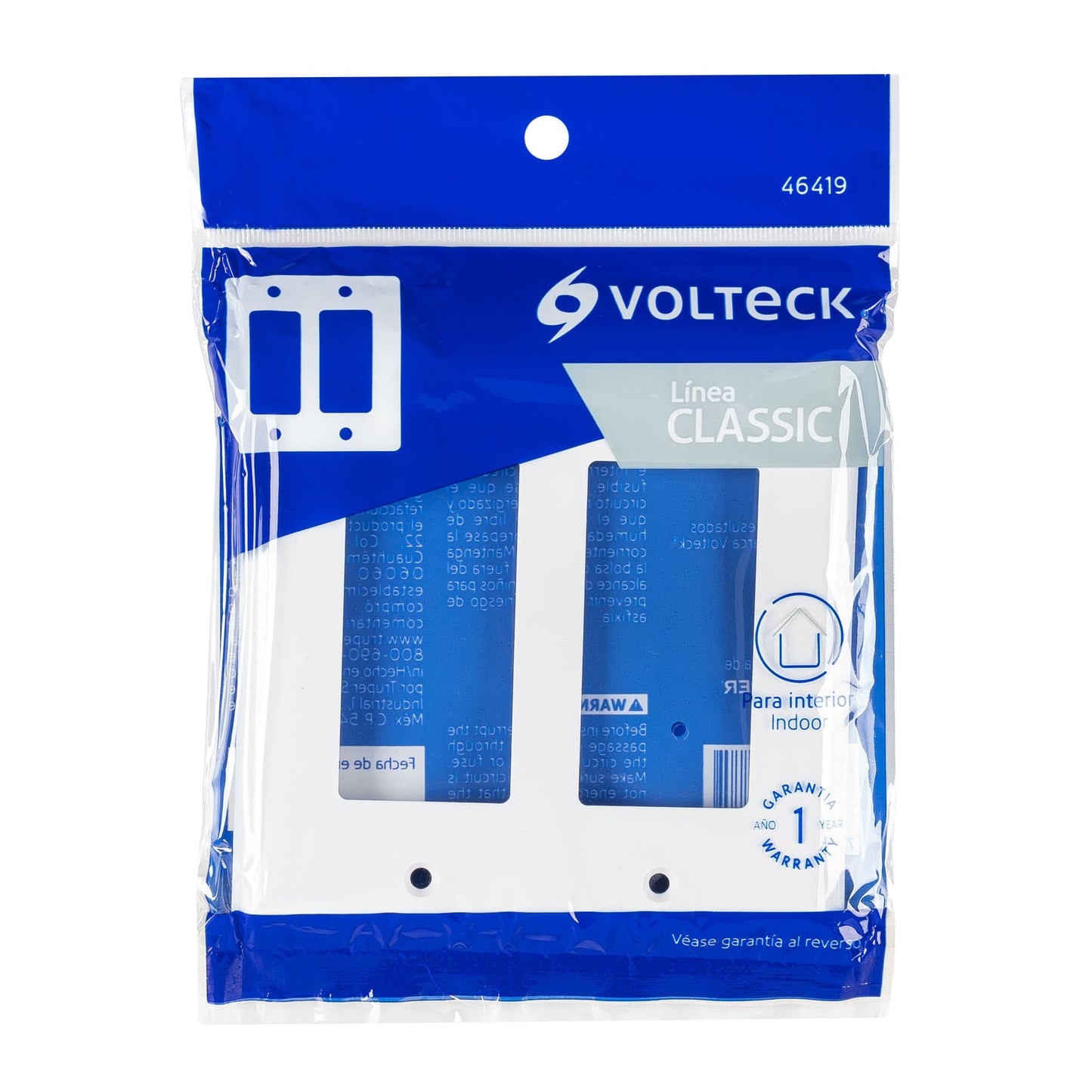 Placa 2 ventanas, de policarbonato, línea Classic, Volteck PPDO-CL 46419 MM00