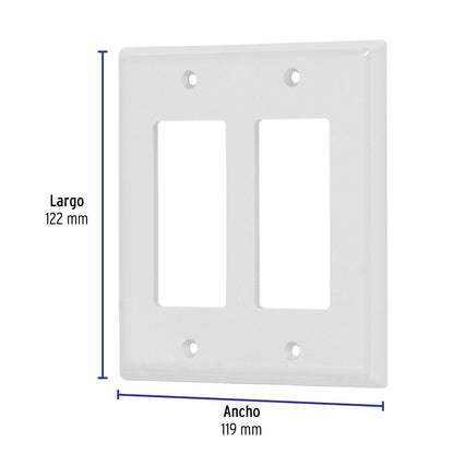 Placa 2 ventanas, de policarbonato, línea Classic, Volteck PPDO-CL 46419 MM00