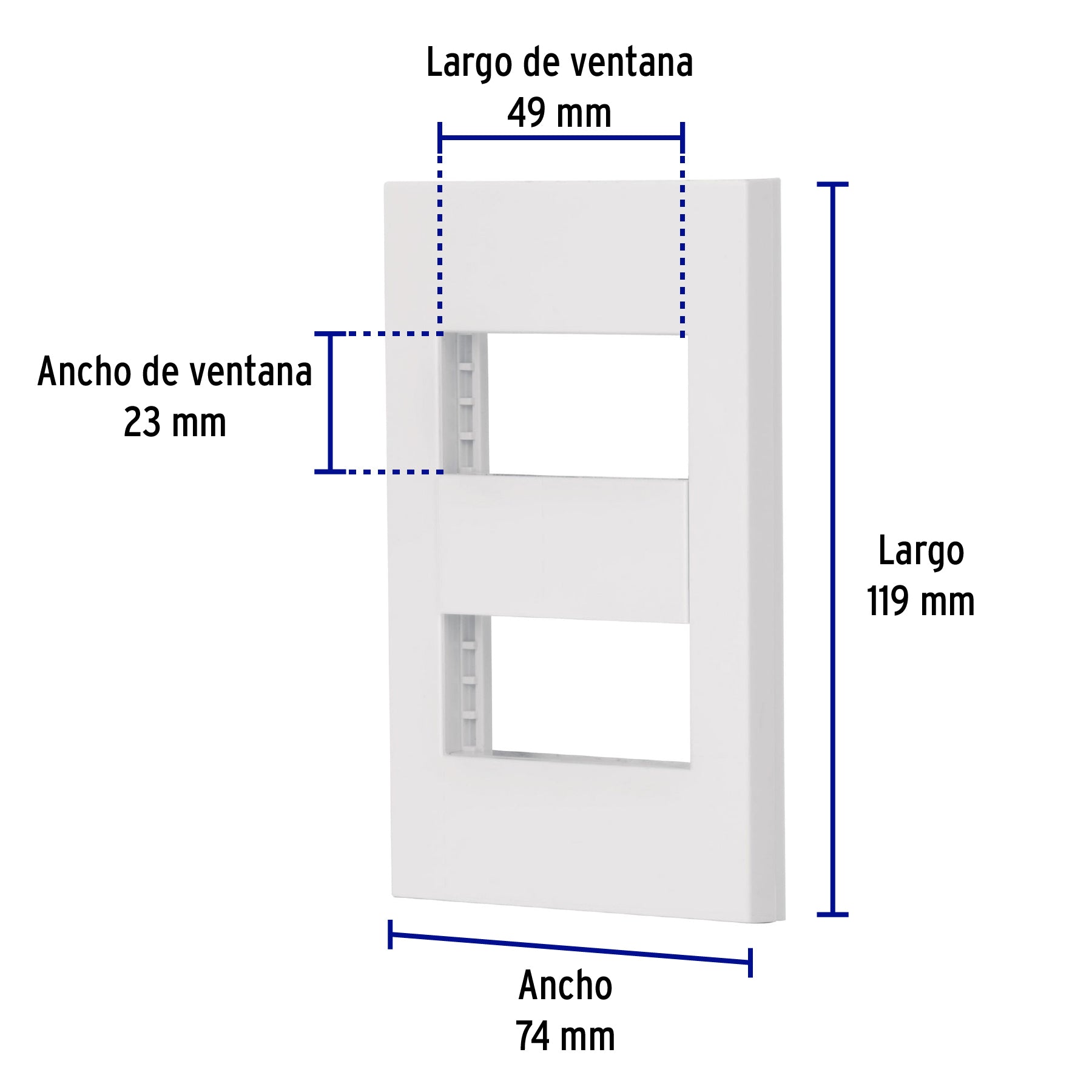 Placa 2 ventanas, 1 módulo, línea Española, color blanco PPDO-EB 47063 MM00