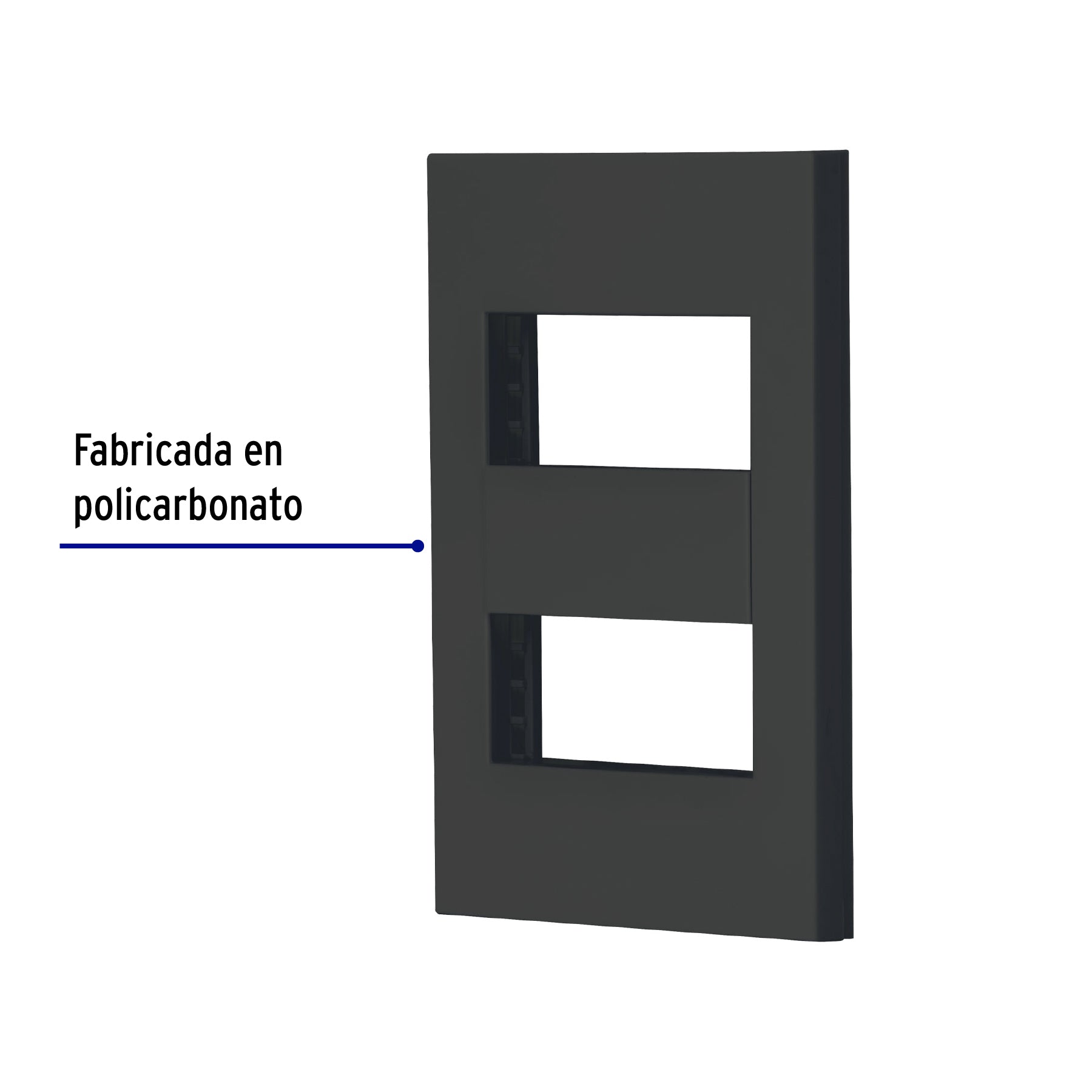 Placa 2 ventanas, 1 módulo, línea Española, color negro PPDO-EN 47998 MM00