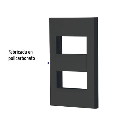 Placa 2 ventanas, 1 módulo, línea Española, color negro PPDO-EN 47998 MM00