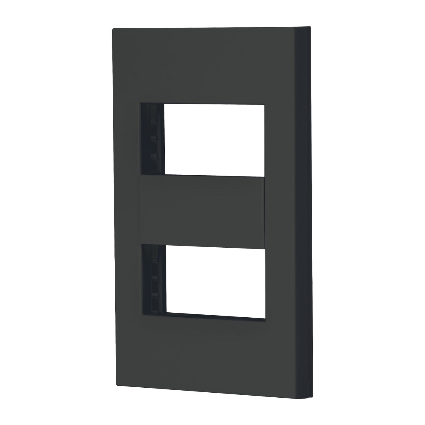 Placa 2 ventanas, 1 módulo, línea Española, color negro PPDO-EN 47998 MM00