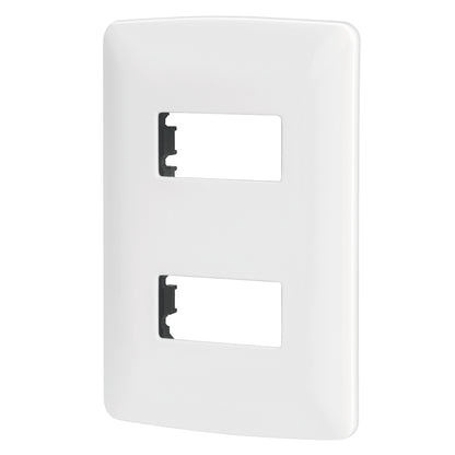 Placa 2 módulos de ABS, línea Italiana, color blanco PPDO-IB 48133 MM00