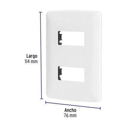 Placa 2 módulos de ABS, línea Italiana, color blanco PPDO-IB 48133 MM00