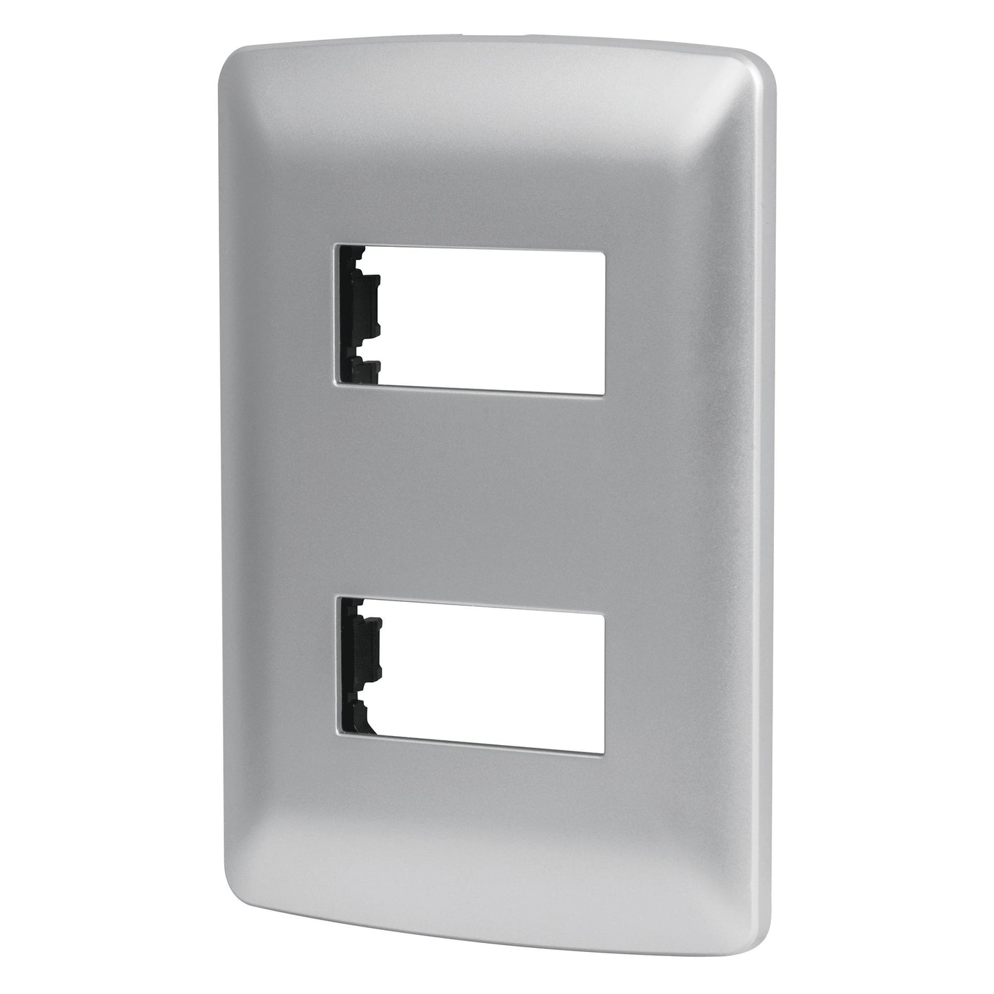 Placa 2 módulos de ABS, línea italiana, color plata, Volteck PPDO-IP 46398 MM00