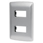 Placa 2 módulos de ABS, línea italiana, color plata, Volteck PPDO-IP 46398 MM00