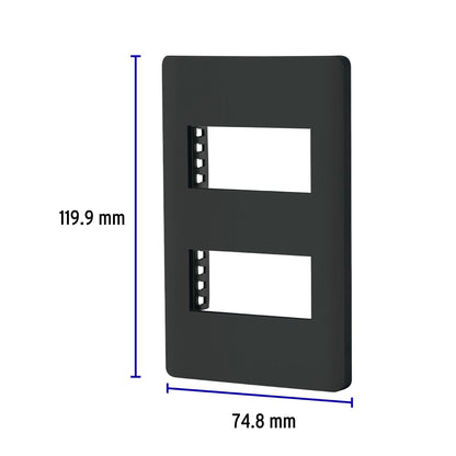 Placa negra de 2 ventanas 1 módulo, línea Lisboa, Volteck PPDO-LN 47870 MM00