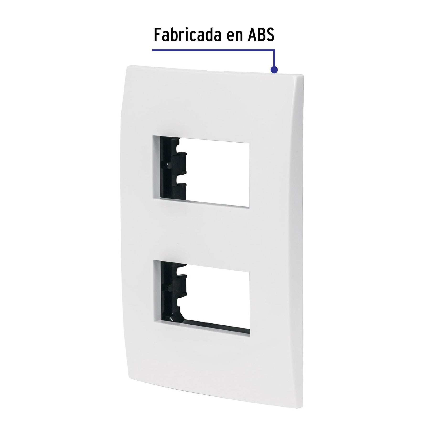 Placa 2 módulos de ABS, línea Oslo, color blanco, Volteck PPDO-OB 48304 MM00