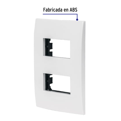 Placa 2 módulos de ABS, línea Oslo, color blanco, Volteck PPDO-OB 48304 MM00