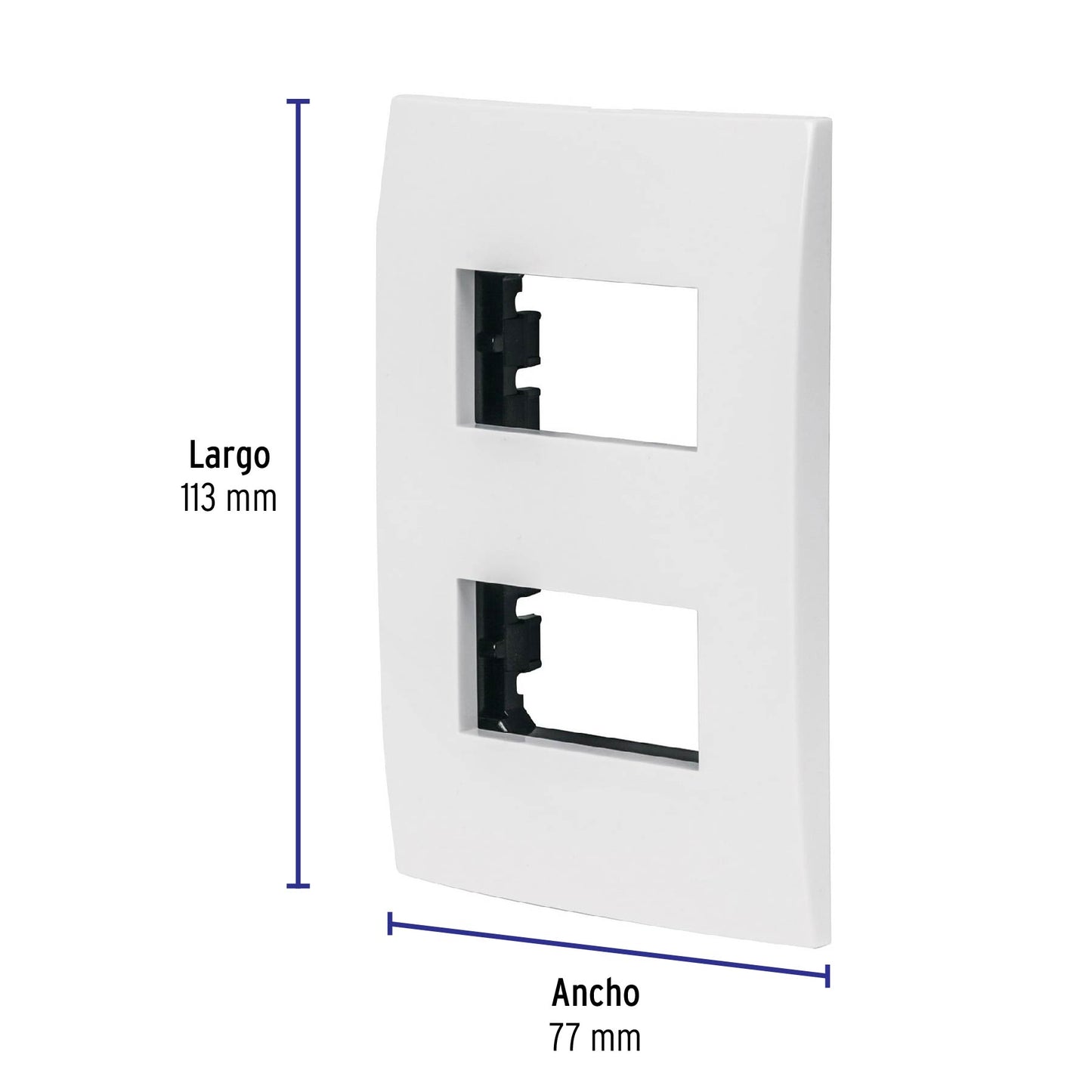 Placa 2 módulos de ABS, línea Oslo, color blanco, Volteck PPDO-OB 48304 MM00