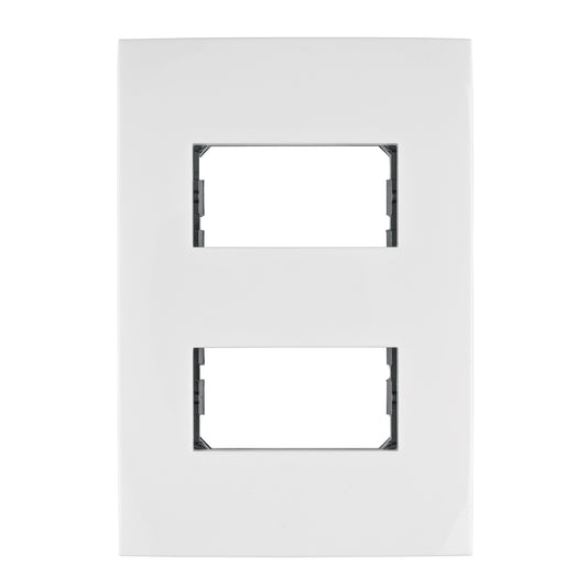 Placa 2 módulos de ABS, línea Oslo, color blanco, Volteck PPDO-OB 48304 MM00