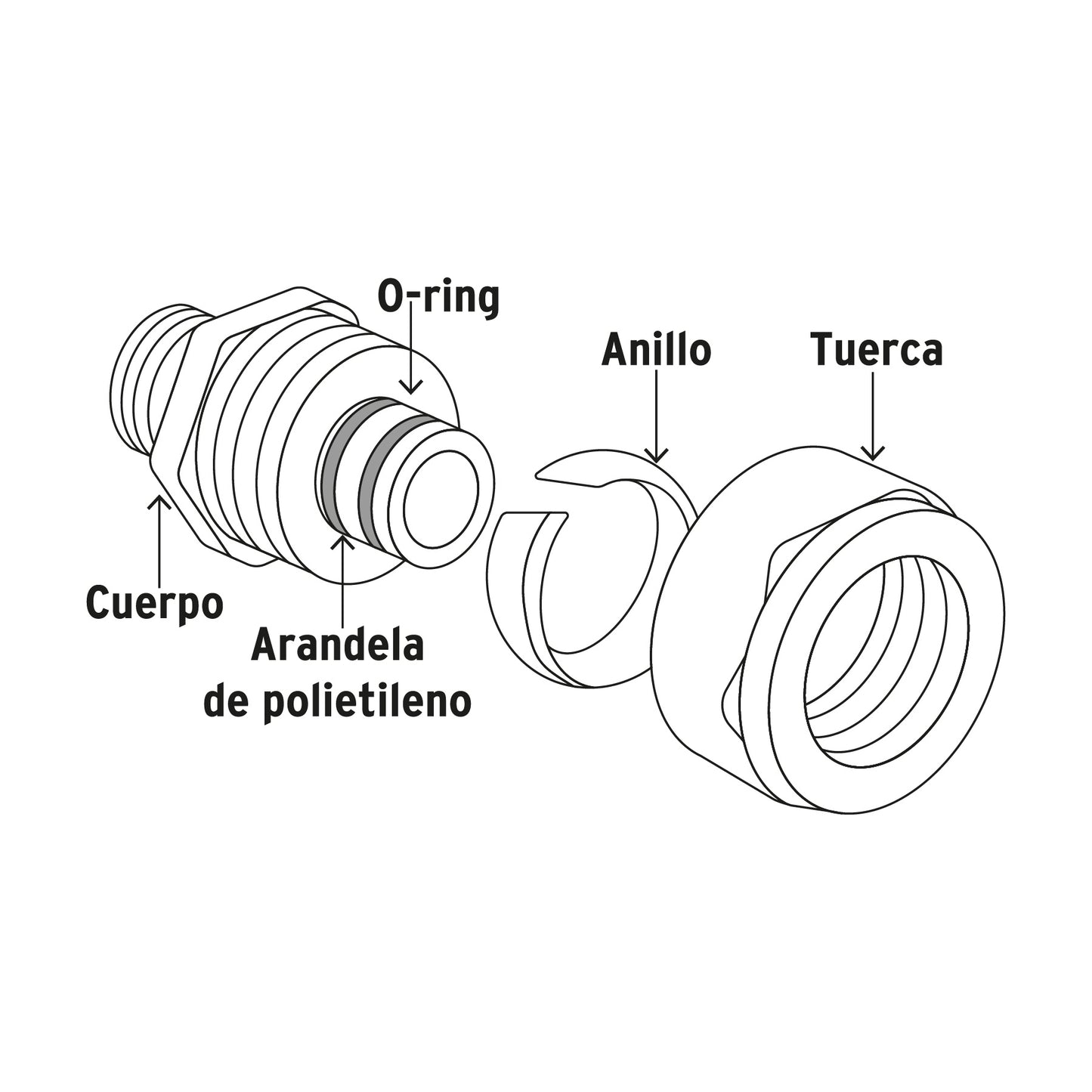 Cople de compresión reducido para PEALPE, 1/2' x 3/8', Foset PPG-1238CM 45915 MM00