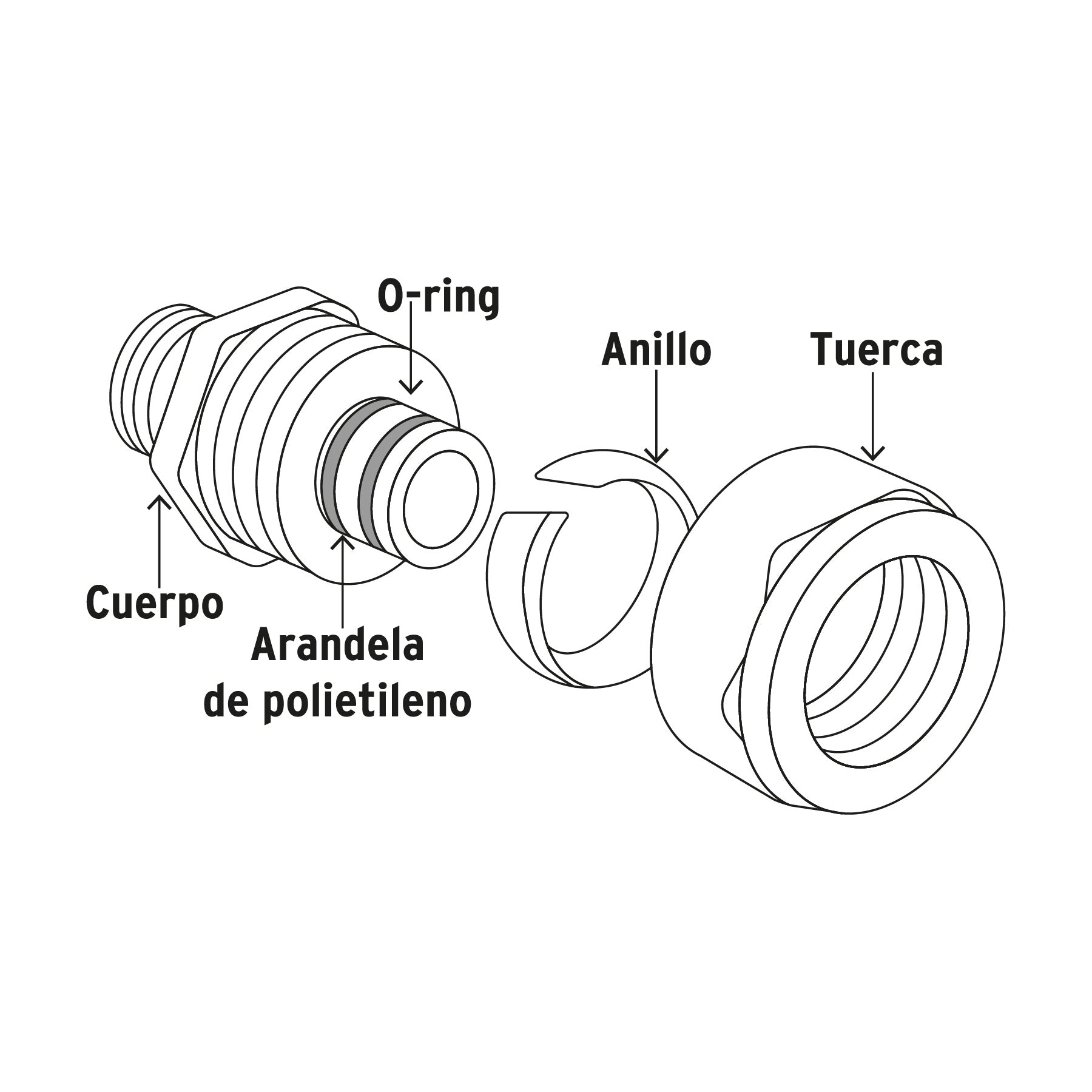 Cople de compresión reducido para PEALPE, 1/2' x 3/8', Foset PPG-1238CM 45915 MM00