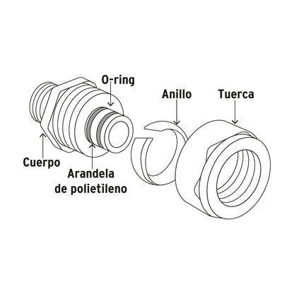 Cople de compresión reducido para PEALPE, 1/2' x 3/8', Foset PPG-1238CM 45915 MM00