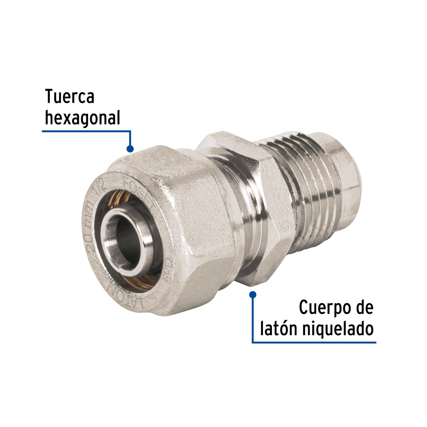 Conector para PEALPE, 1/2' a flare 3/8', Foset PPG-12CF 45942 MM00