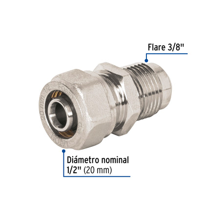 Conector para PEALPE, 1/2' a flare 3/8', Foset PPG-12CF 45942 MM00