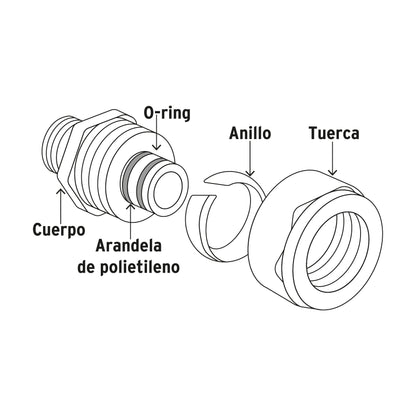 Cople de compresión para PEALPE, 1/2', Foset PPG-12CM 45913 MM00