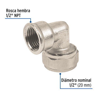 Codo 90° para PEALPE, 1/2', con rosca hembra, Foset PPG-12H 45922 MM00