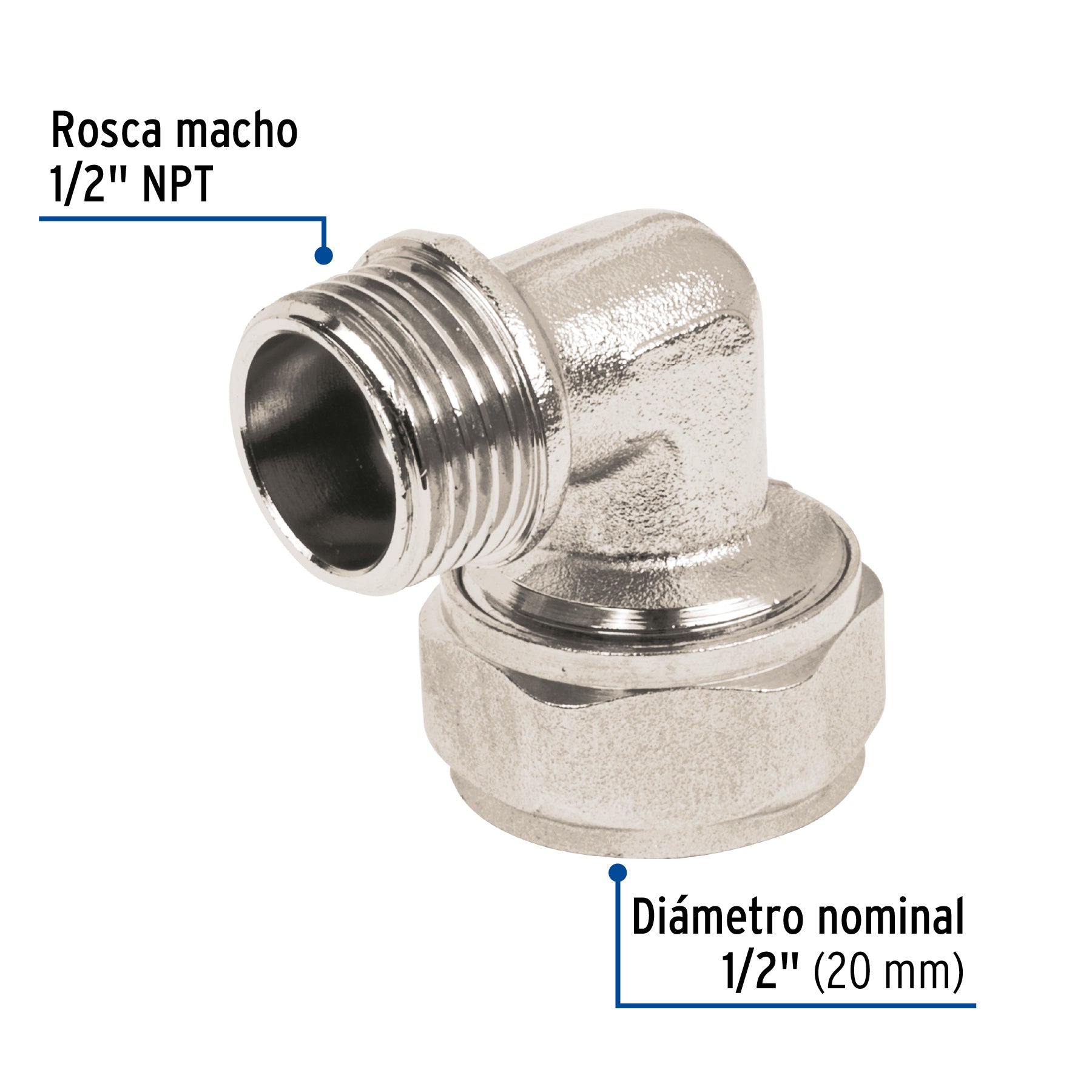 Codo 90° para PEALPE, 1/2', con rosca macho, Foset PPG-12M 45925 MM00