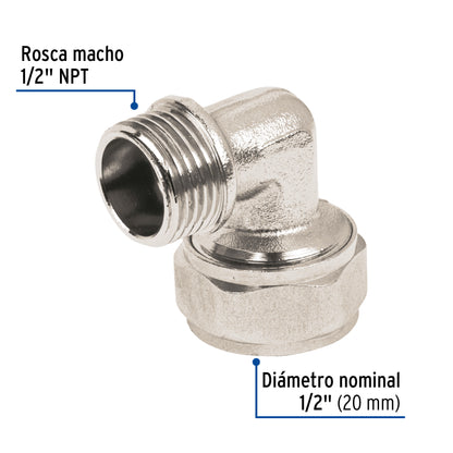 Codo 90° para PEALPE, 1/2', con rosca macho, Foset PPG-12M 45925 MM00