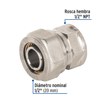 Conector para PEALPE, 1/2', con rosca hembra, Foset PPG-12NH 45933 MM00