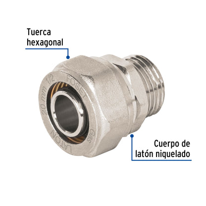 Conector para PEALPE, 1/2', con rosca macho, Foset PPG-12NM 45936 MM00