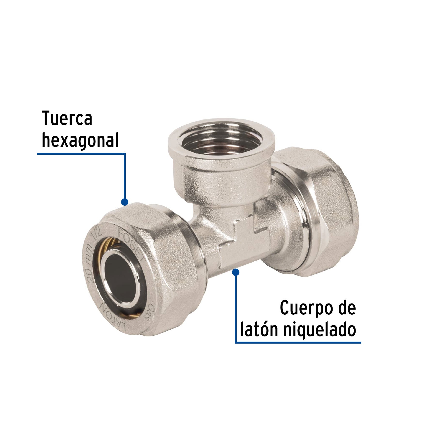 Tee para PEALPE, 1/2', con rosca hembra central, Foset PPG-12TH 45930 MM00