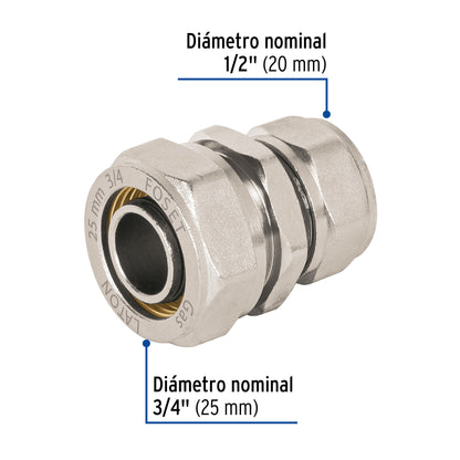 Cople de compresión reducido para PEALPE, 3/4' x 1/2', Foset PPG-3412CM 45917 MM00