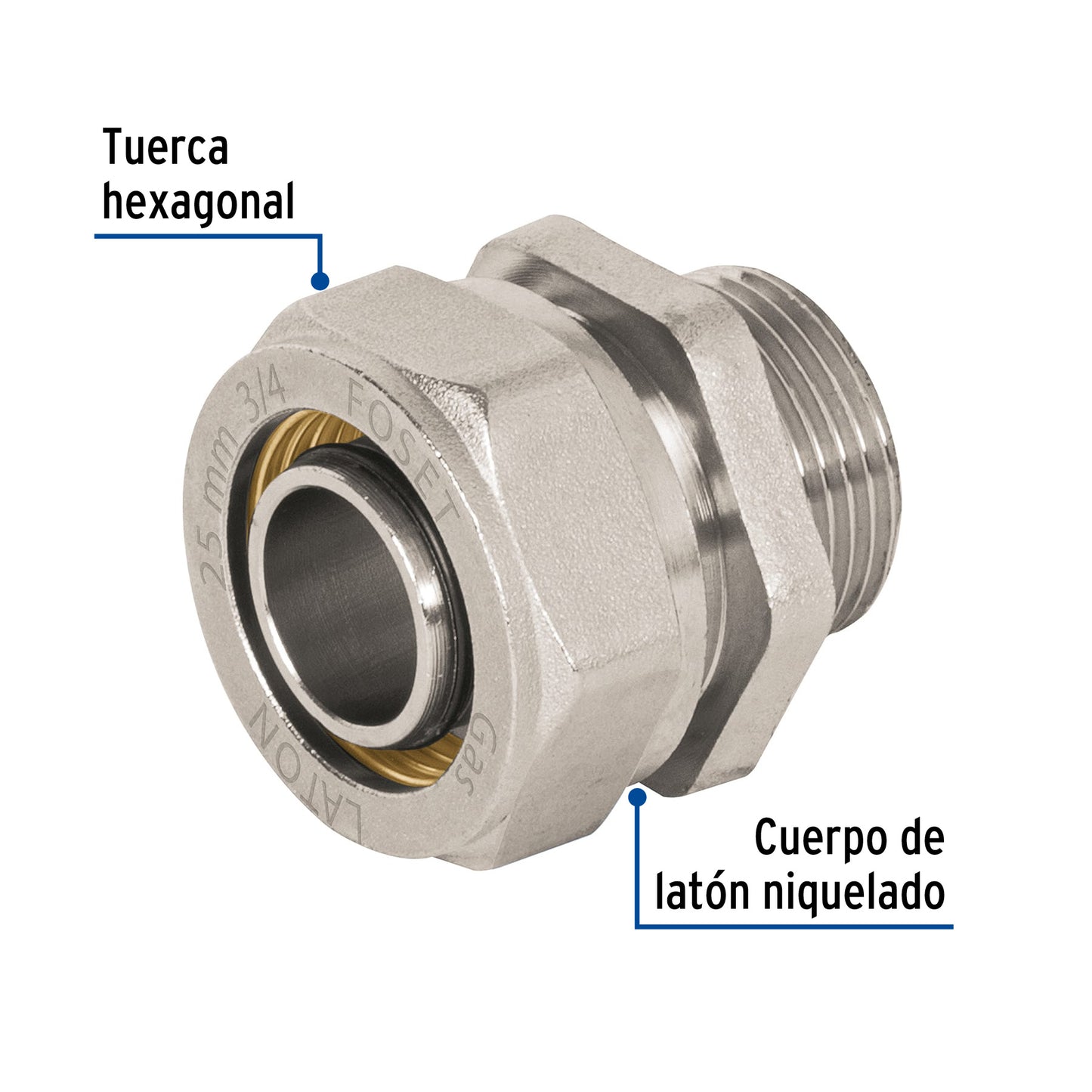 Conector para PEALPE, 3/4', con rosca macho, Foset PPG-34NM 45937 MM00