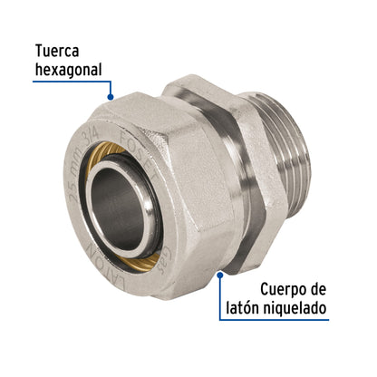 Conector para PEALPE, 3/4', con rosca macho, Foset PPG-34NM 45937 MM00