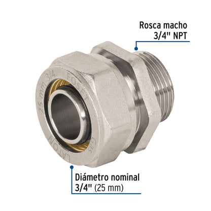 Conector para PEALPE, 3/4', con rosca macho, Foset PPG-34NM 45937 MM00