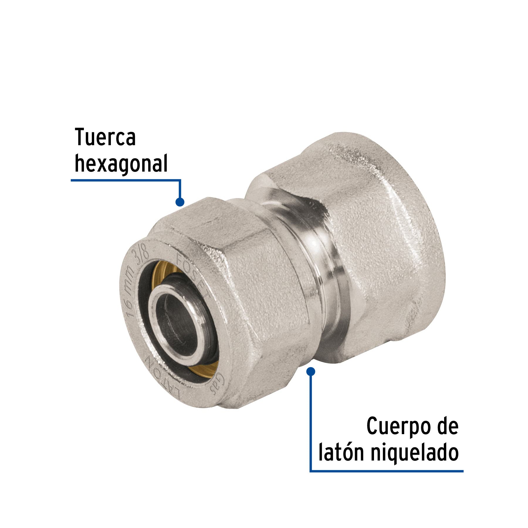 Conector para PEALPE, 3/8', con rosca hembra, Foset PPG-38NH 45932 MM00