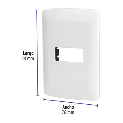 Placa 1 módulo de ABS, línea Italiana, color blanco, Volteck PPSE-IB 48134 MM00