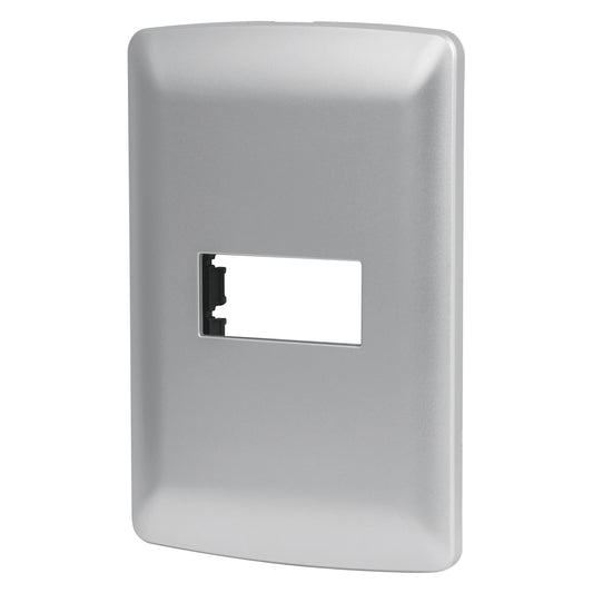 Placa 1 módulo de ABS, línea italiana, color plata, Volteck PPSE-IP 46397 MM00