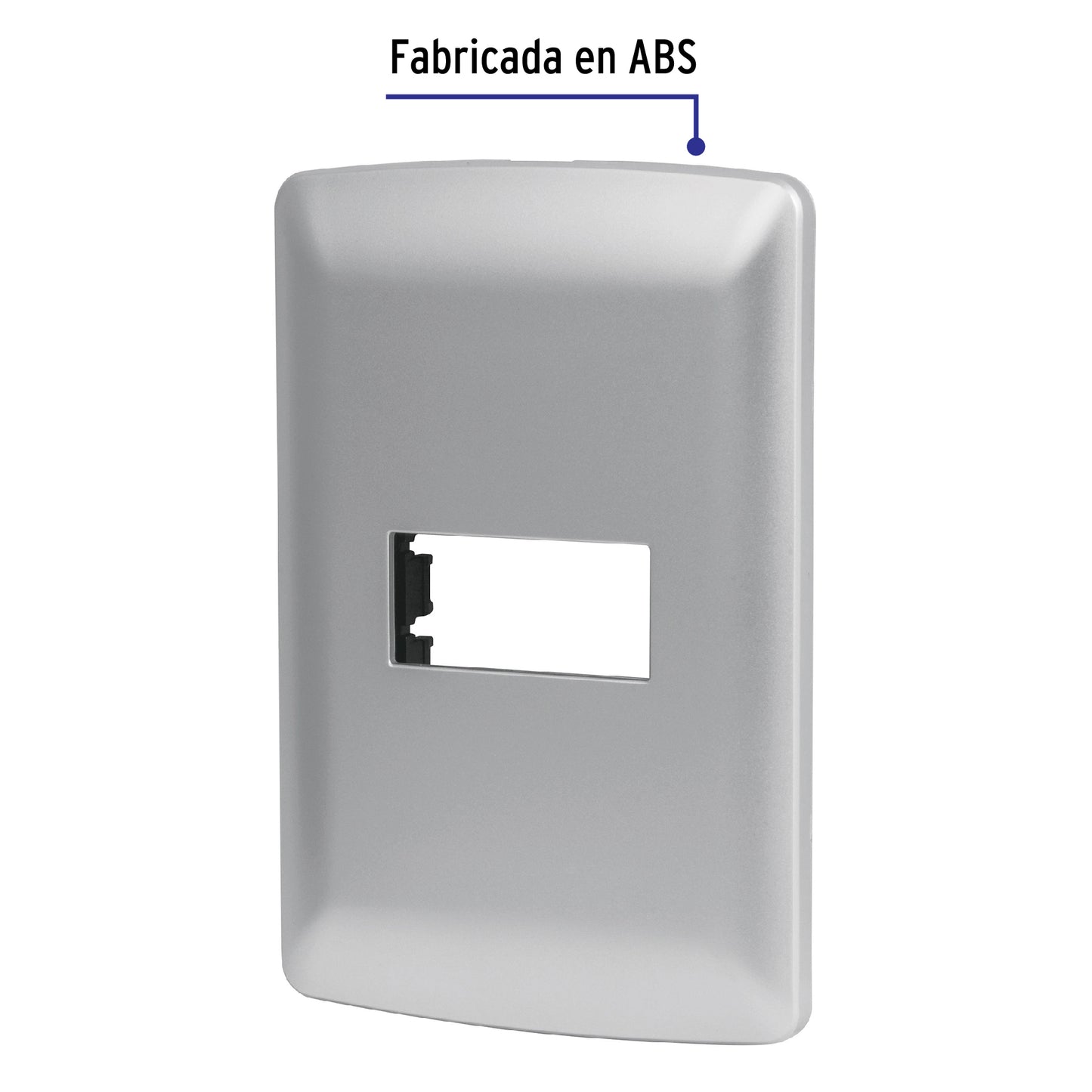 Placa 1 módulo de ABS, línea italiana, color plata, Volteck PPSE-IP 46397 MM00