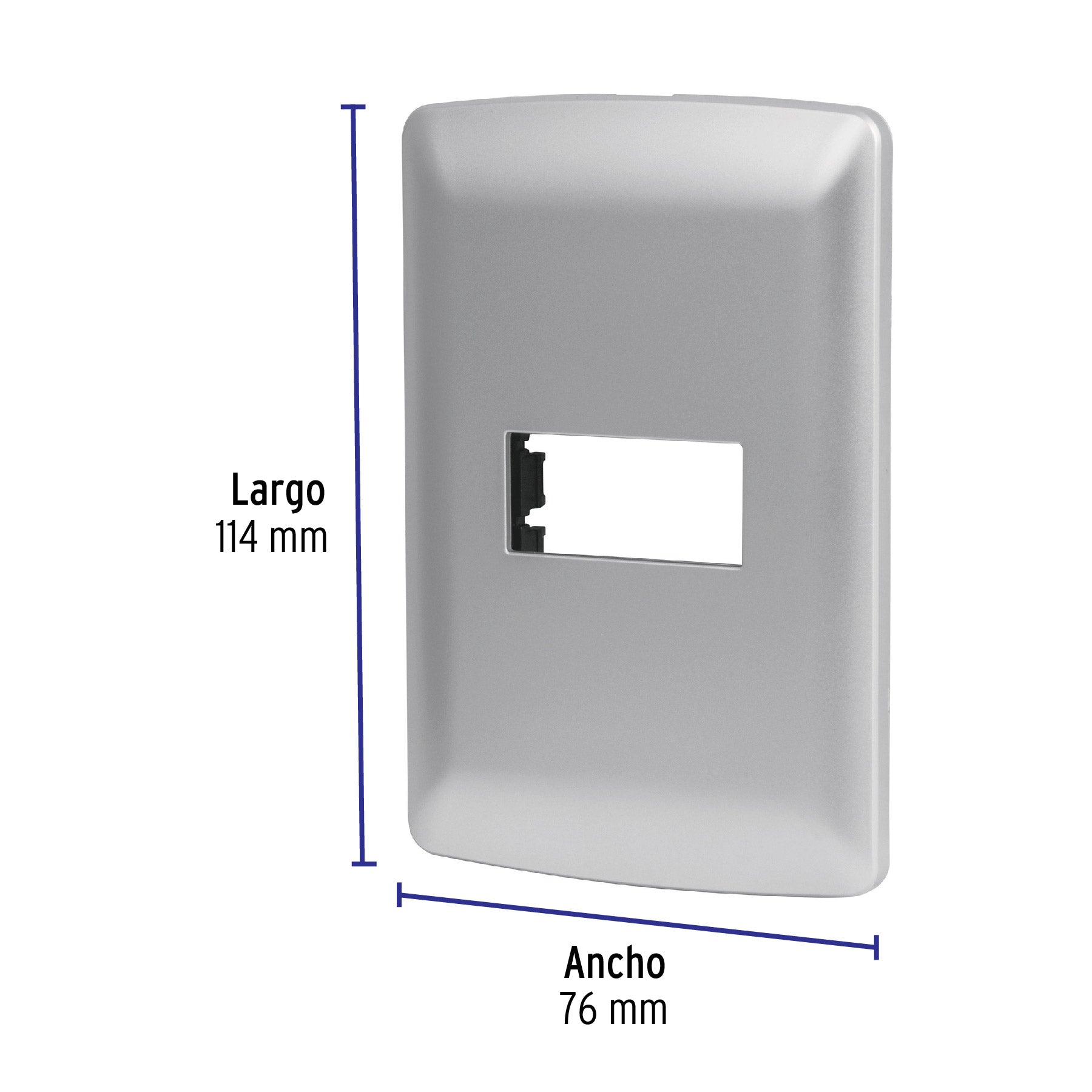 Placa 1 módulo de ABS, línea italiana, color plata, Volteck PPSE-IP 46397 MM00