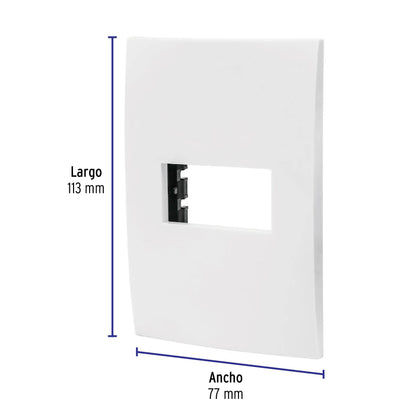 Placa 1 módulo de ABS, línea Oslo, color blanco, Volteck PPSE-OB 48303 MM00