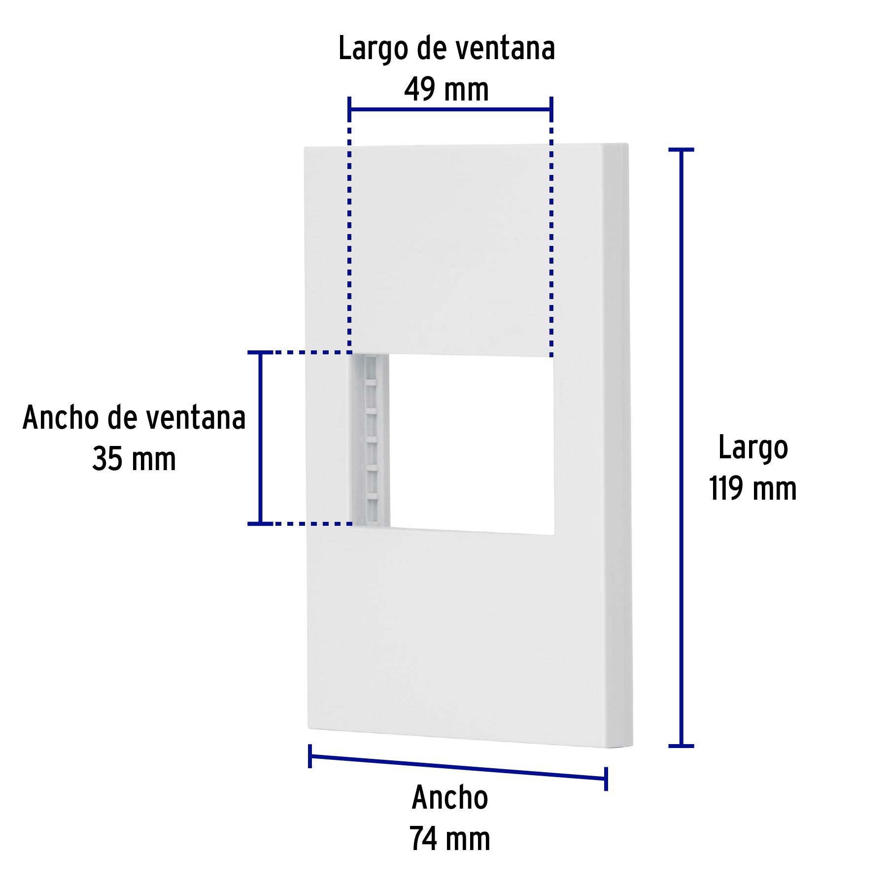 Placa 1 ventana, 1.5 módulos, línea Española, color blanco PPSE15-EB 47044 MM00