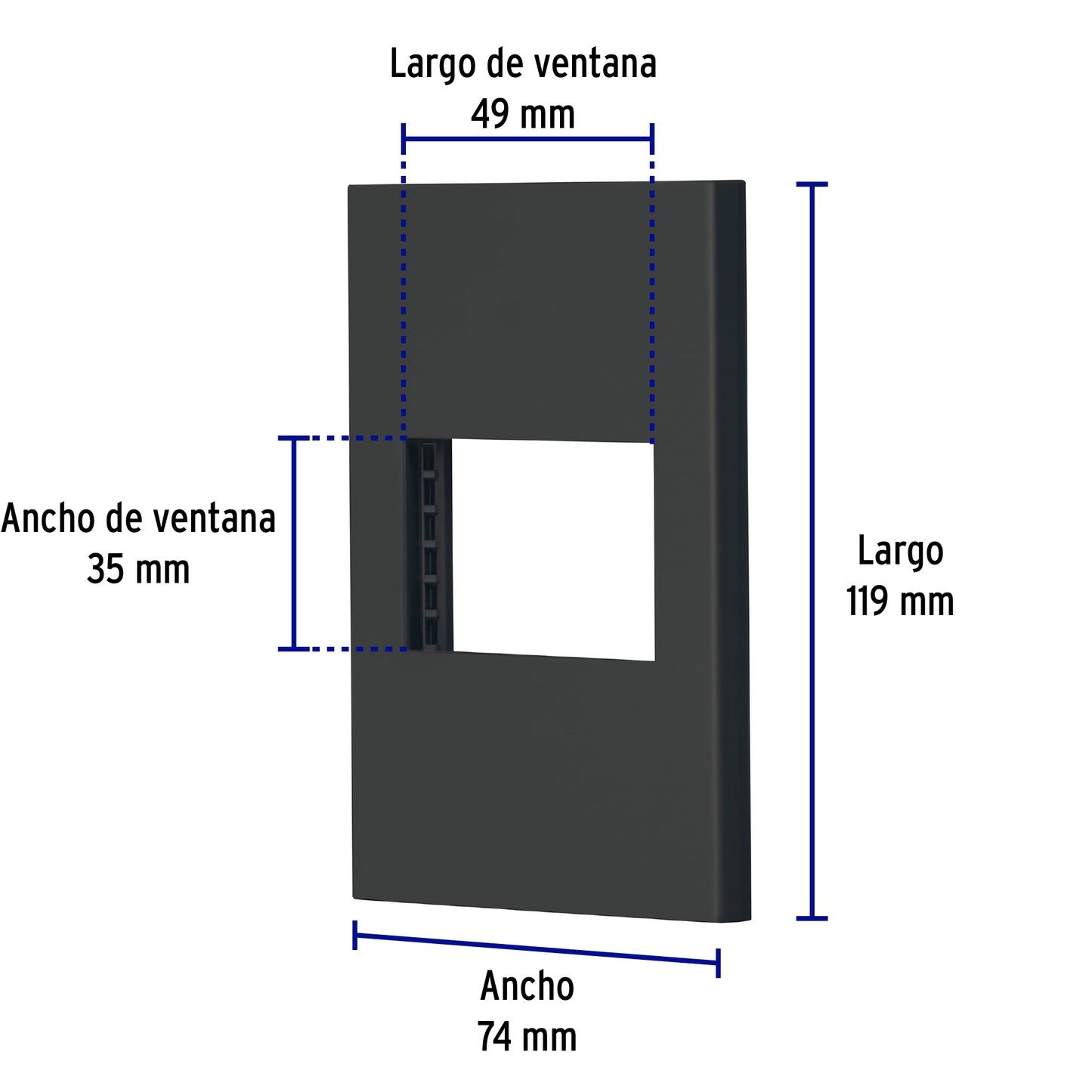 Placa 1 ventana, 1.5 módulos, línea Española, color negro PPSE15-EN 47984 MM00