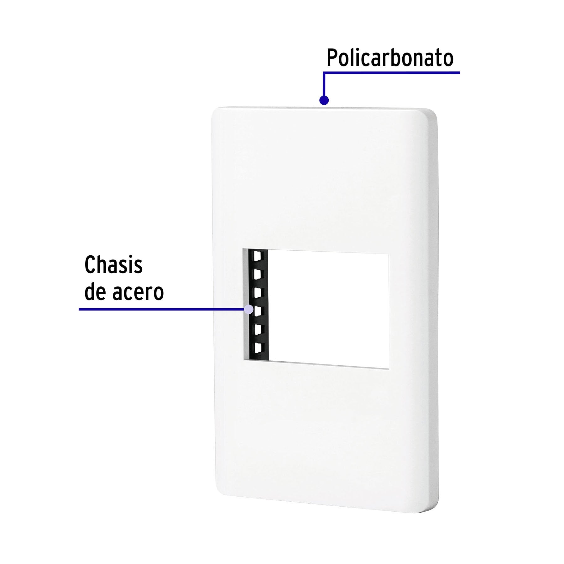 Placa blanca de 1 ventana 1.5 módulos, línea Lisboa, Volteck PPSE15-LB 47938 MM00