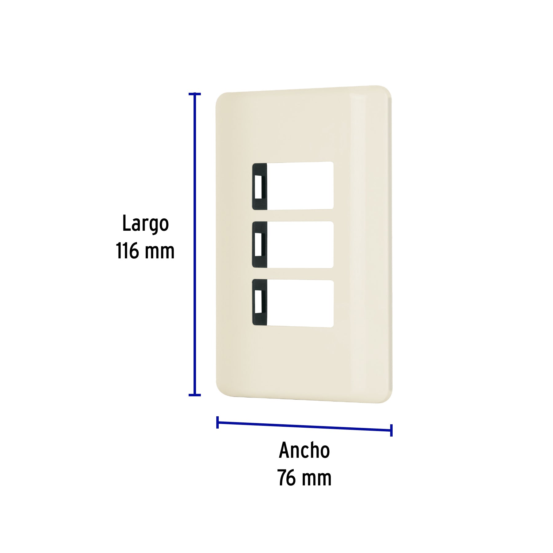 Placa 3 módulos, marfil, línea Volteck Basic PPTR-BI 27233 MM00