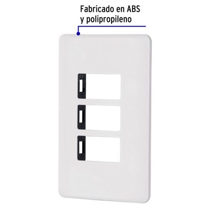 Placa 3 módulos de ABS, blanca, Volteck Basic PPTR-B 27224 MM00