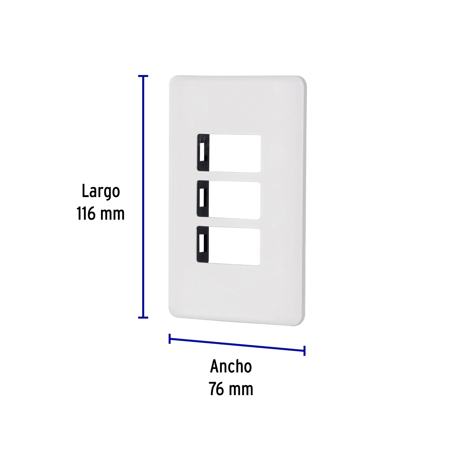 Placa 3 módulos de ABS, blanca, Volteck Basic PPTR-B 27224 MM00