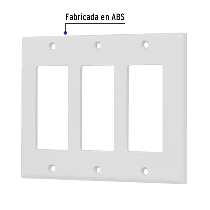 Placa 3 ventanas, de policarbonato, línea Classic, Volteck PPTR-CL 46420 MM00