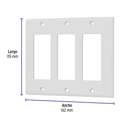 Placa 3 ventanas, de policarbonato, línea Classic, Volteck PPTR-CL 46420 MM00