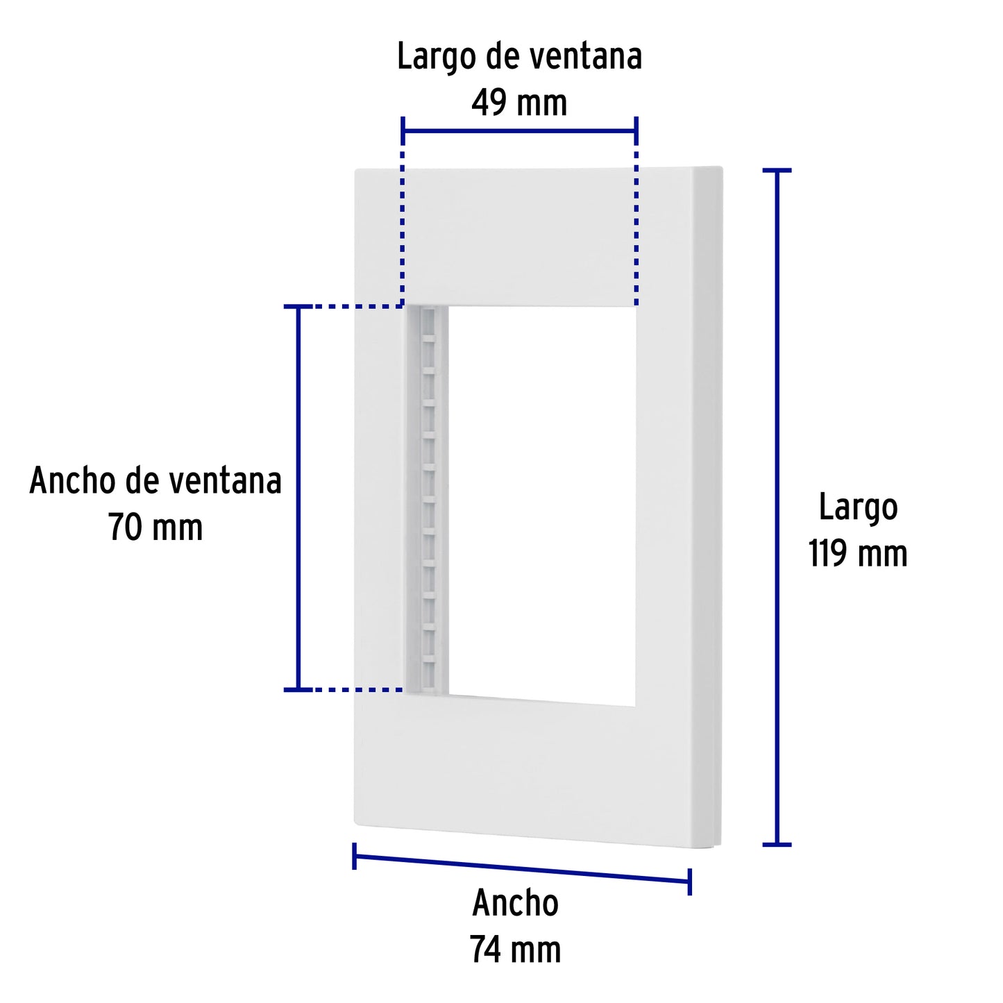 Placa 1 ventana, 3 módulos, línea Española, color blanco PPTR-EB 47043 MM00