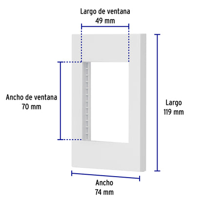 Placa 1 ventana, 3 módulos, línea Española, color blanco PPTR-EB 47043 MM00