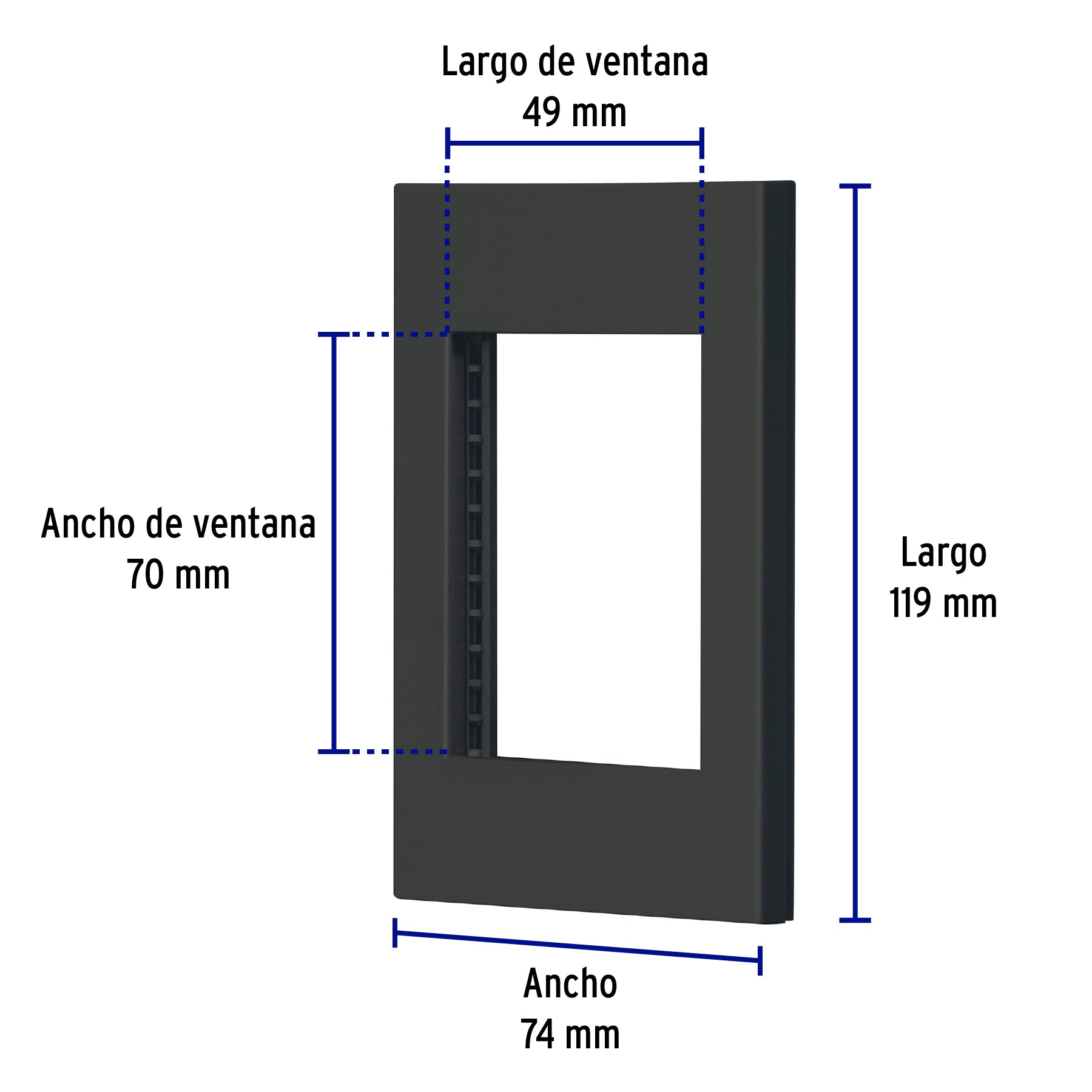 Placa 1 ventana, 3 módulos, línea Española, color negro PPTR-EN 47983 MM00