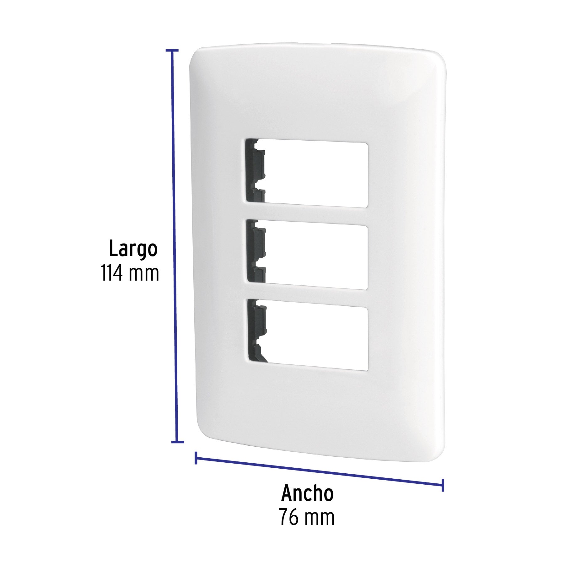 Placa 3 módulos de ABS, línea Italiana, color blanco PPTR-IB 48136 MM00