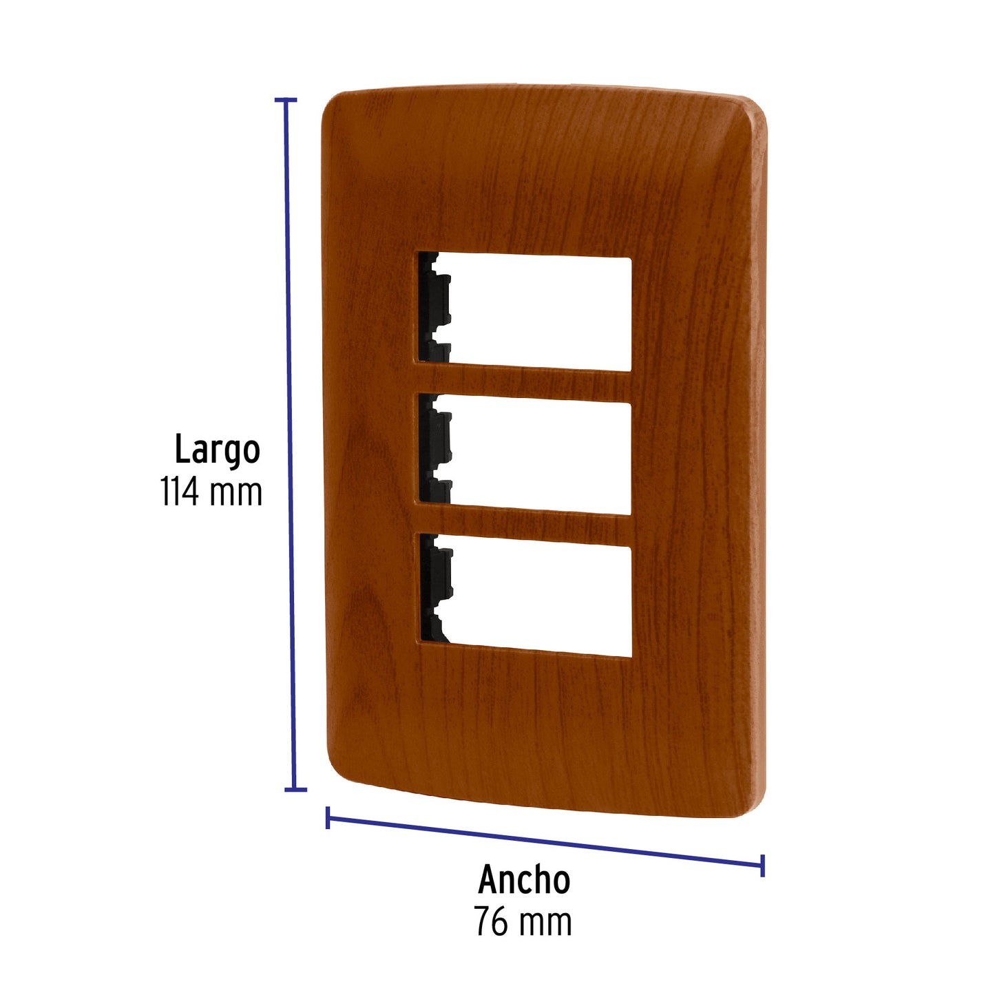 Placa 3 módulos de ABS, línea Italiana, acabado madera PPTR-IM 46394 MM00